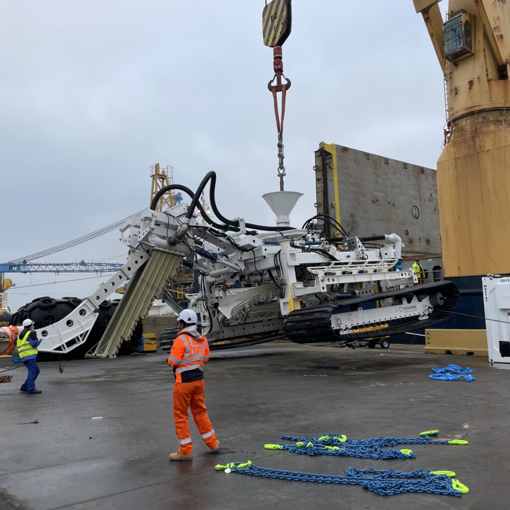 Heavy machinery prepared for breakbulk shipping