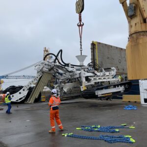 Heavy machinery prepared for breakbulk shipping