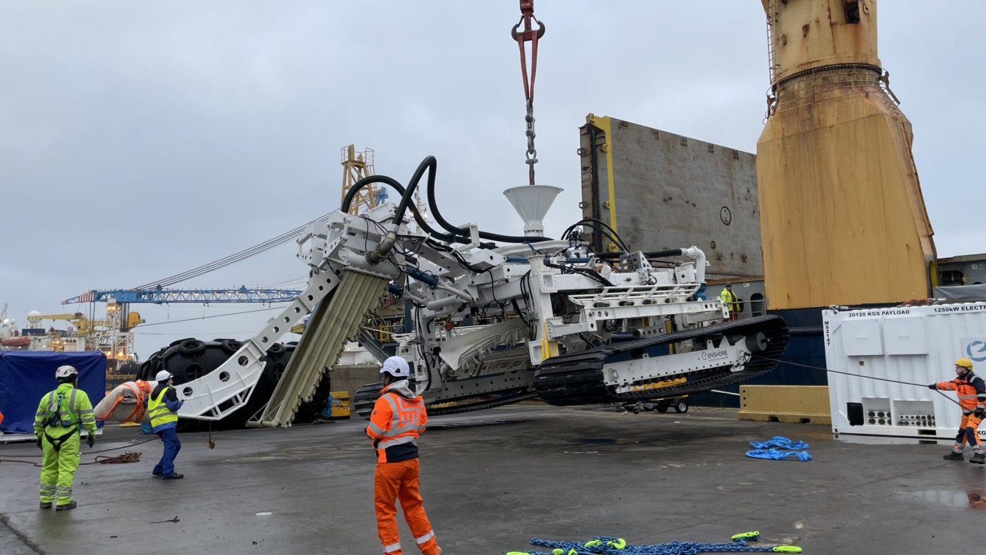 Heavy machinery prepared for breakbulk shipping