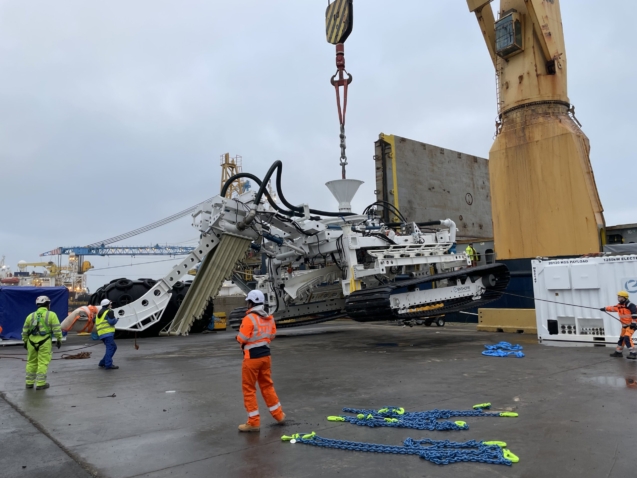 Heavy machinery prepared for breakbulk shipping